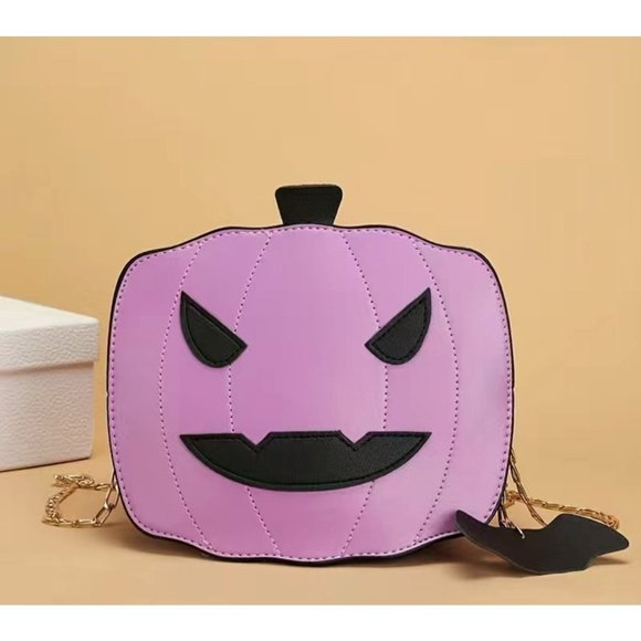 Halloween Handbags - Halloween Pumpkin Crossbody Bag - Purple and Black